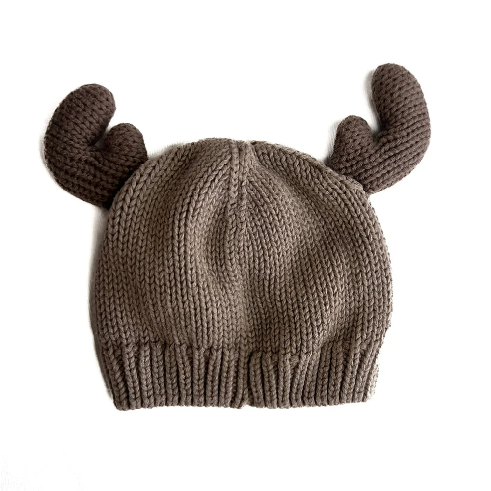 Baby Gap Soft Warm Crochet Knit Reindeer Deer Winter Hat 0-3 m Boy Girl